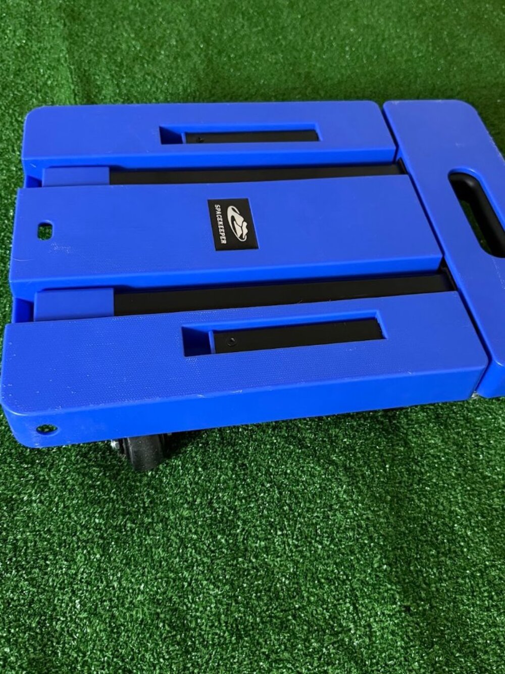 SPACEKEEPER Folding Hand Truck 500 LB 6-Wheel Luggage Cart Dolly Blue Portable